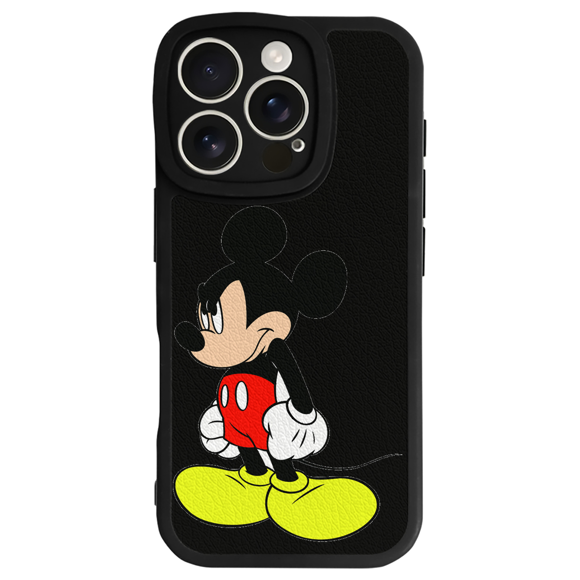 （画像用） ミッキーマウス Mickey Mouse 【iPhone 16シリーズ対応】シリコンスマホケース（レザー調） 材質：シリコン